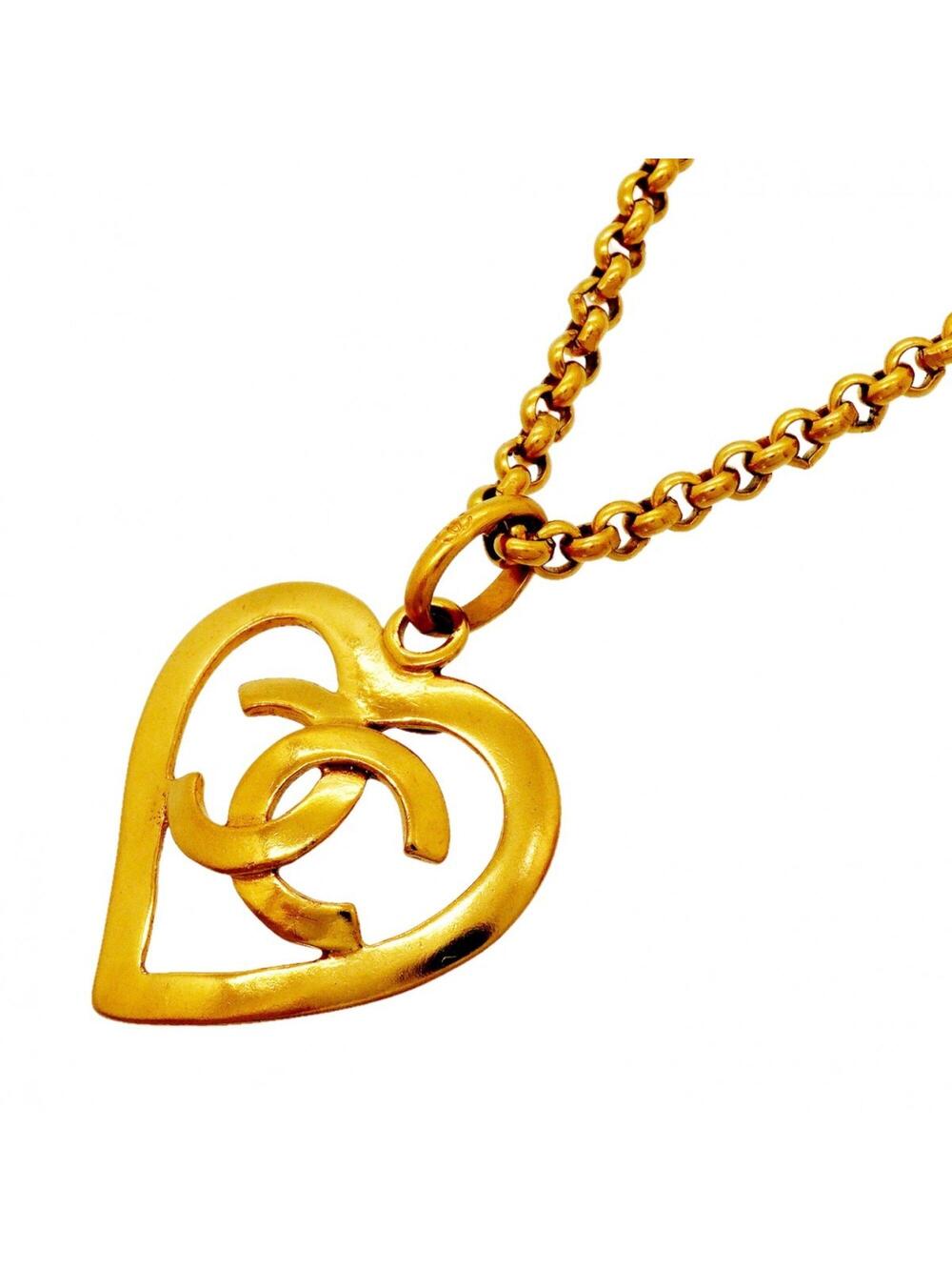 Chanel Cc Logo Heart Pendant Necklace #327599C97B